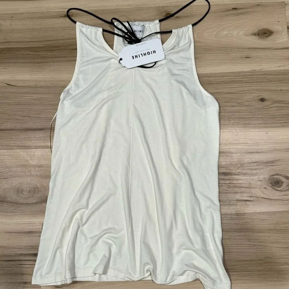 NEW Highline Collective Ivory Black Tie Tank Top Women’s Medium